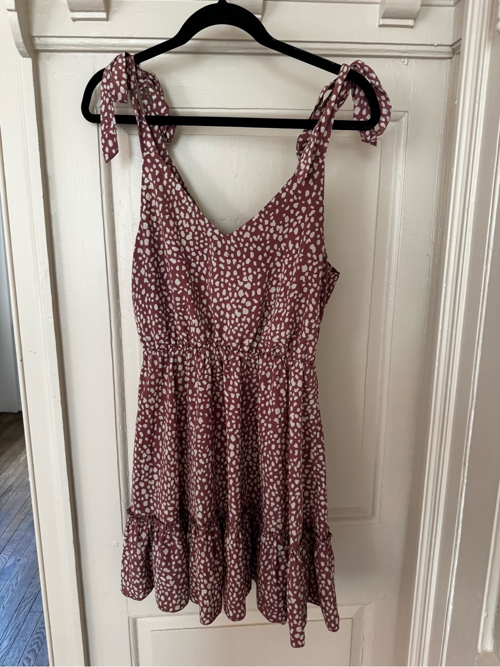 SHEIN Mauve Pink Spotted Tie-Strap Mini Dress